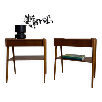 Pair of teak bedside tables by AB Carlström, 1960