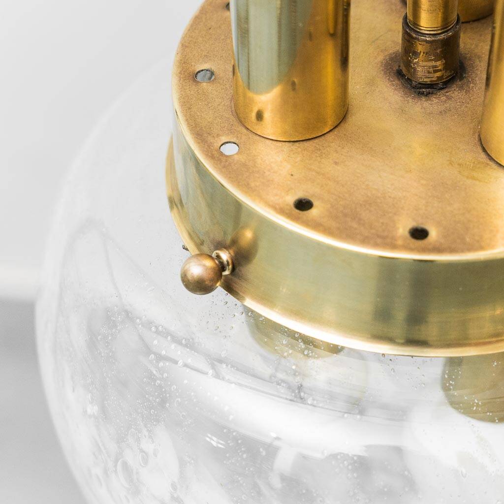 Vintage brass and blown glass pendant lamp – 1960s design chandelier