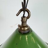Industrial British Green Enamel Factory Pendant Lamp, 1950s
