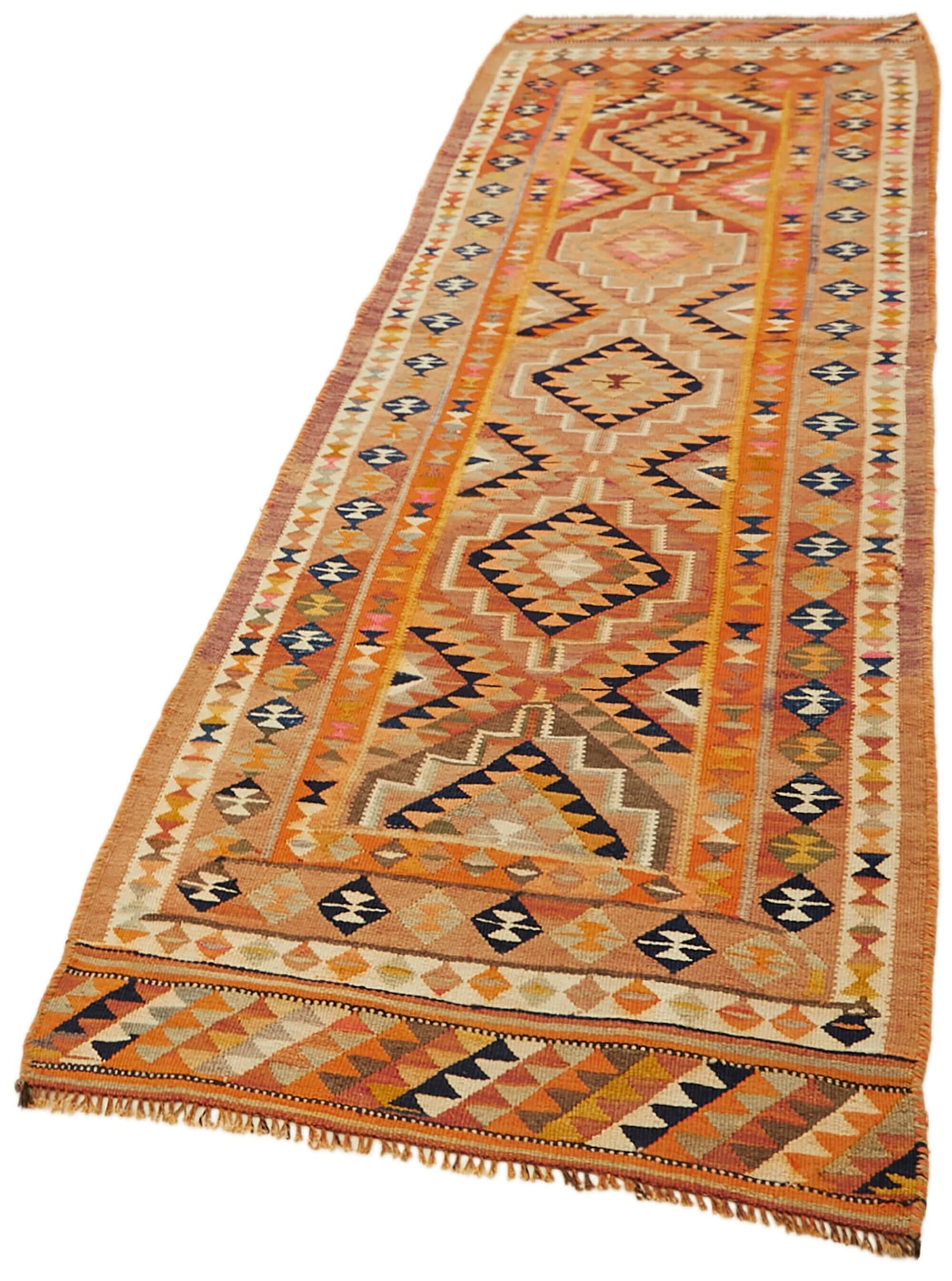Turkish Handwoven Vintage Herki Kilim 97 cm x 307 cm