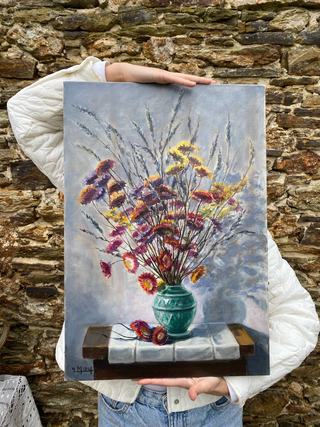 Painting bouquet of dried flowers J.Moy