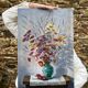 Peinture bouquet fleurs séchées J.Moy