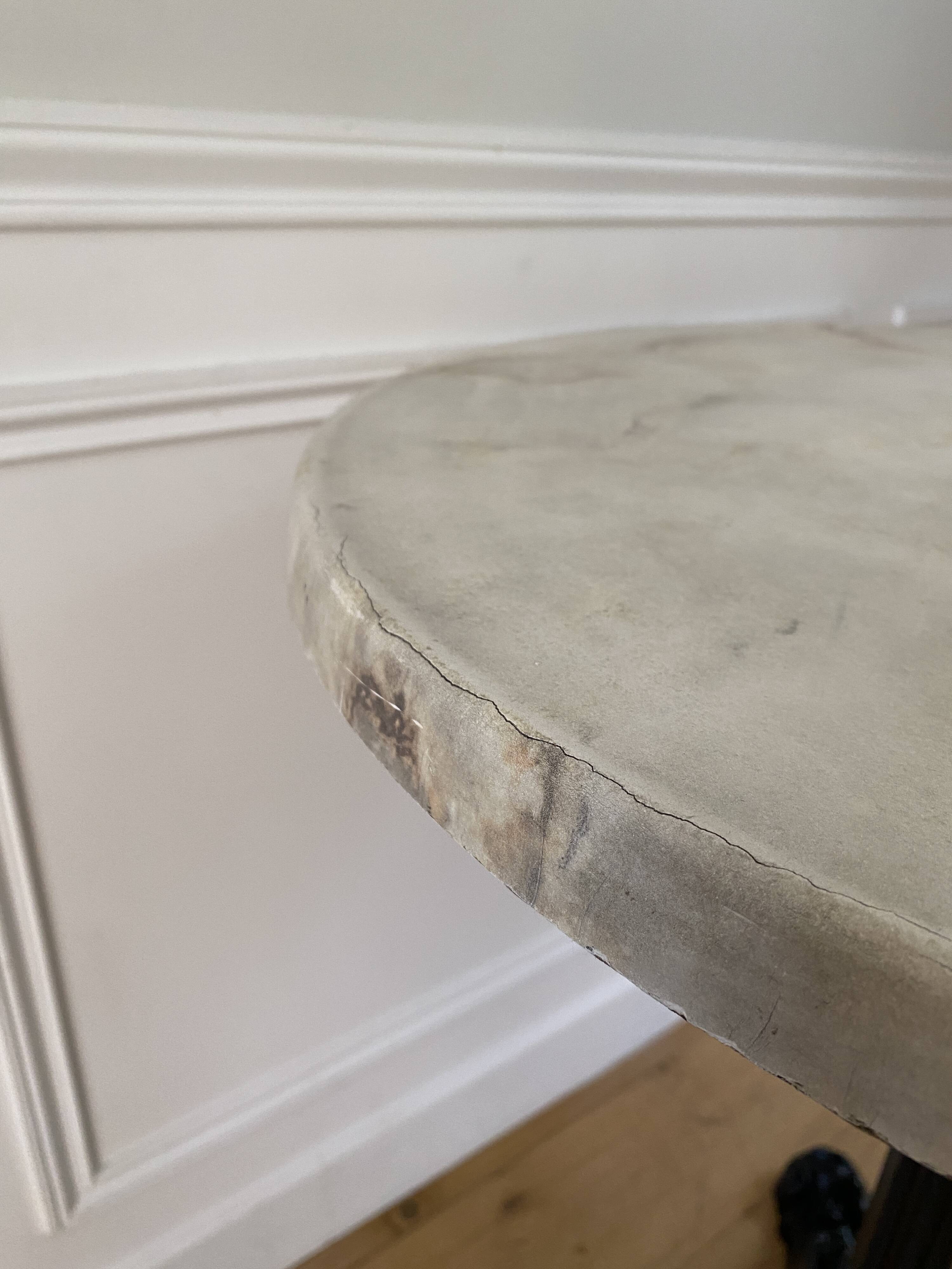 Bistro table, vintage side table, cast iron legs, imitation resin top