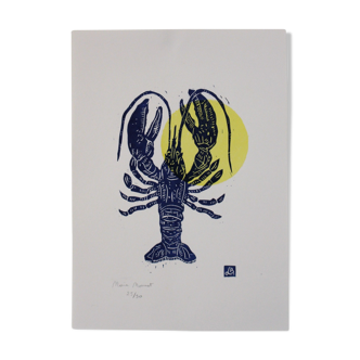 LOBSTER - SUN - LINOGRAVURE