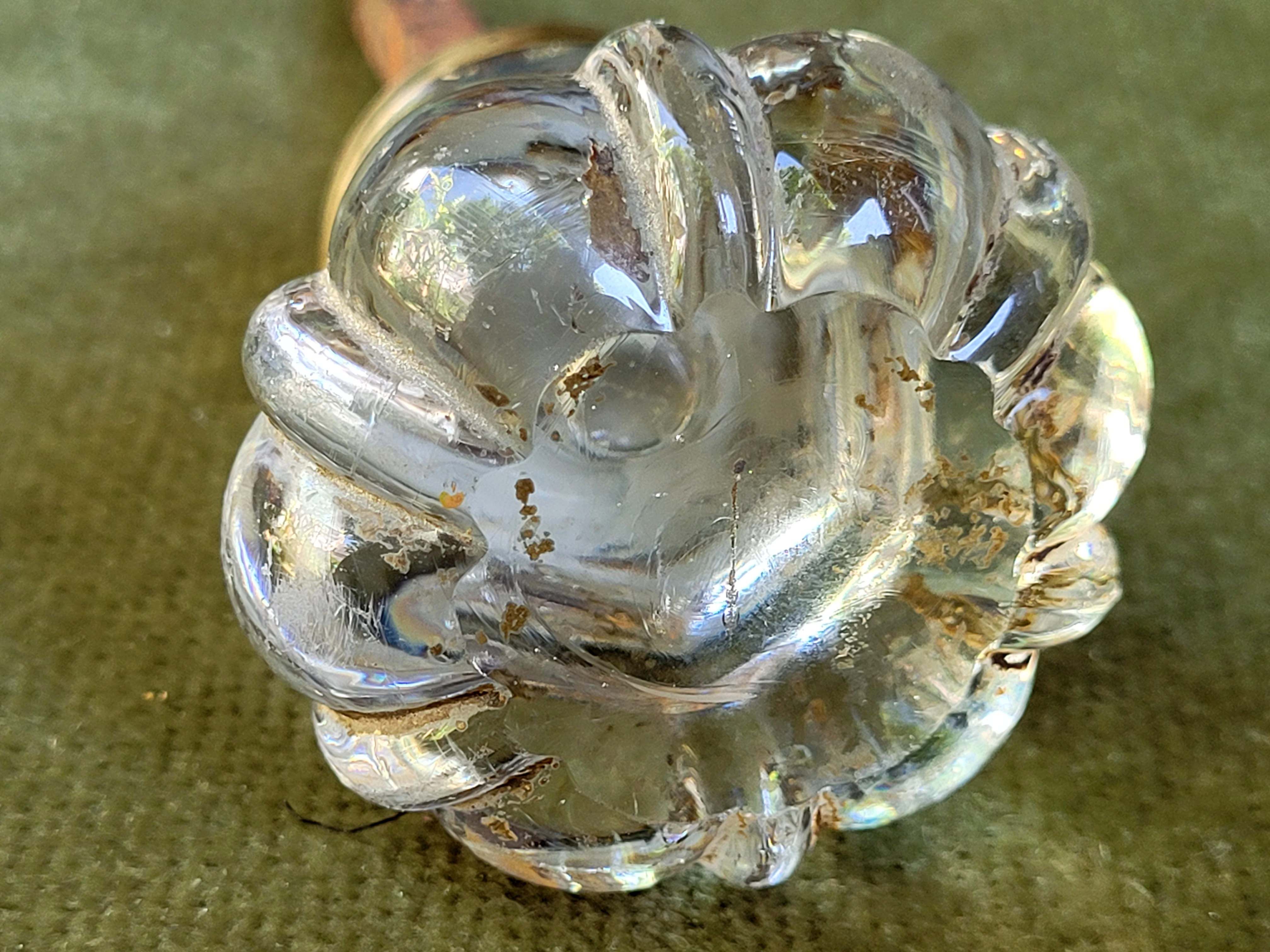 Vintage (1930-40th) french glass brass and metal doorhandle