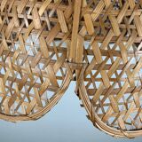 Flower-shaped pendant light, woven rattan, 1970