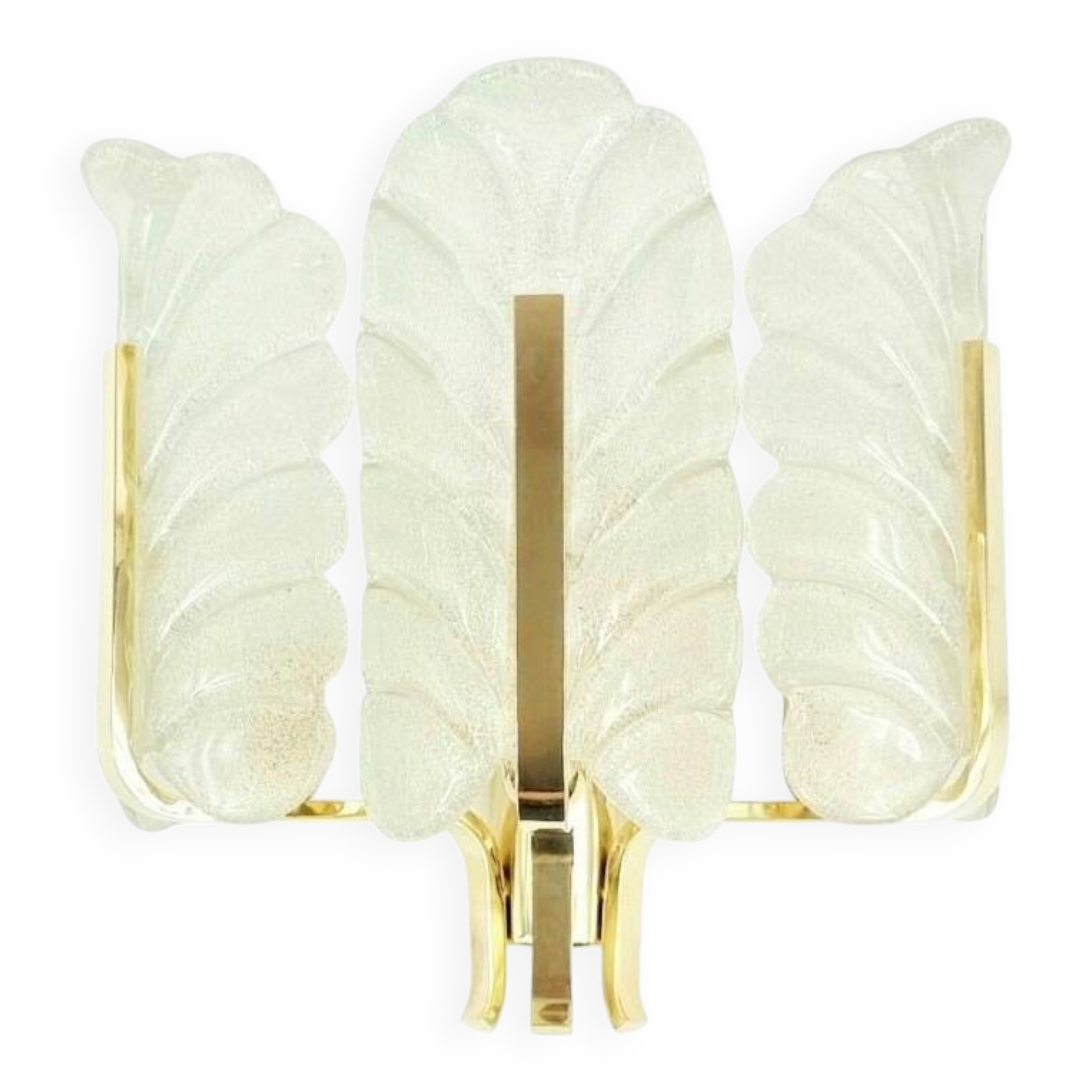 Large Scandinavian Glass & Brass Leaf Wall Light by Fagerlund, 1960s