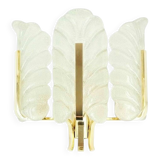 Large Scandinavian Glass & Brass Leaf Wall Light by Fagerlund, 1960s