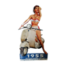 1955 Vespa advertising plate with a pin'up