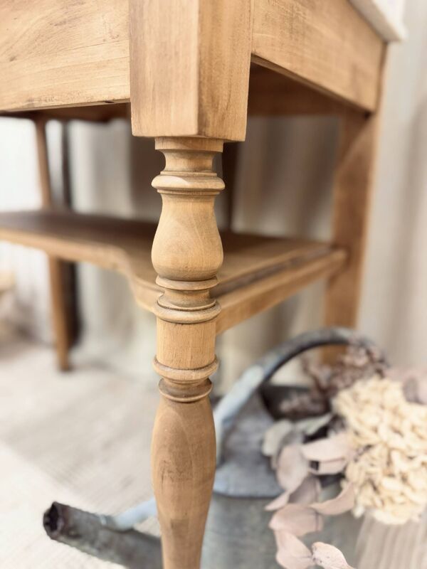 Coiffeuse vintage restaurée en bois et marbre