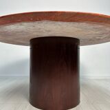 1970s Vintage Extra Large Round Red Travertine Dining Table