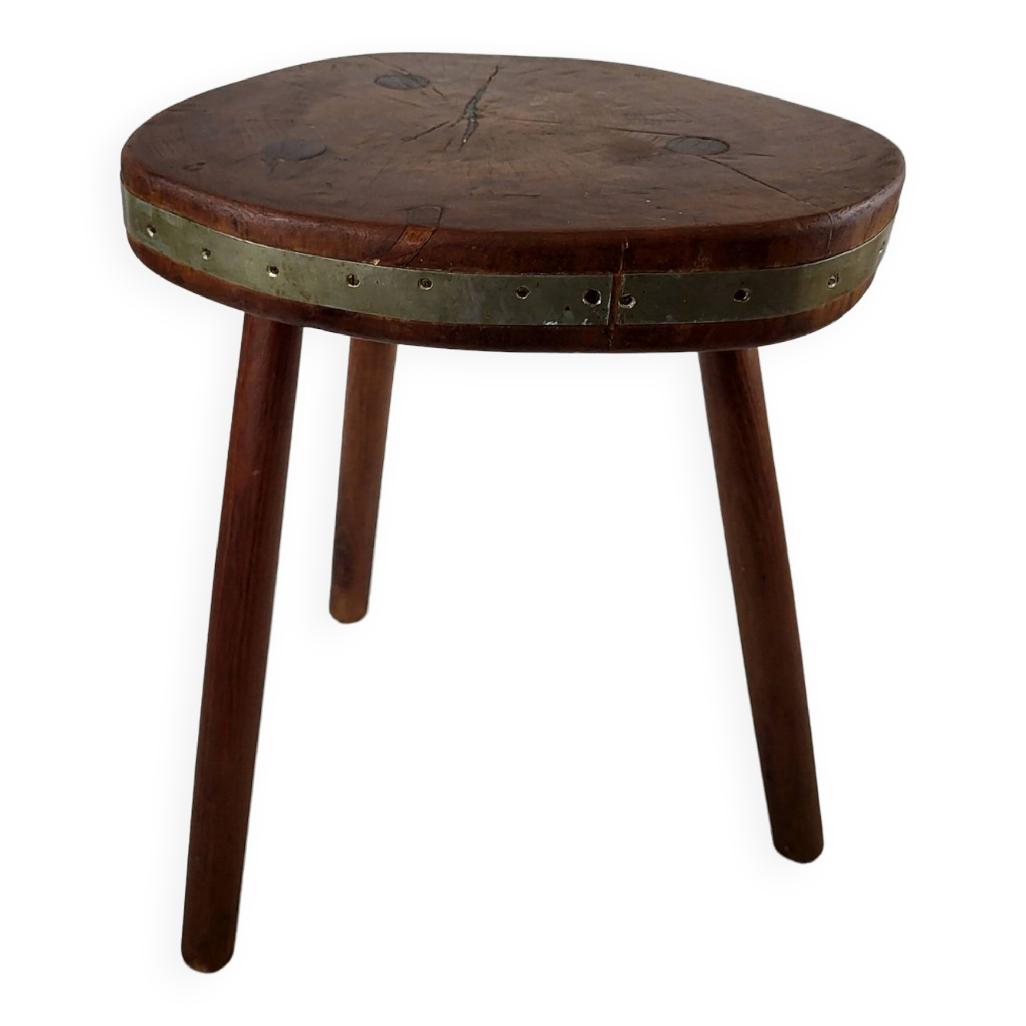 Brutalist wooden stool