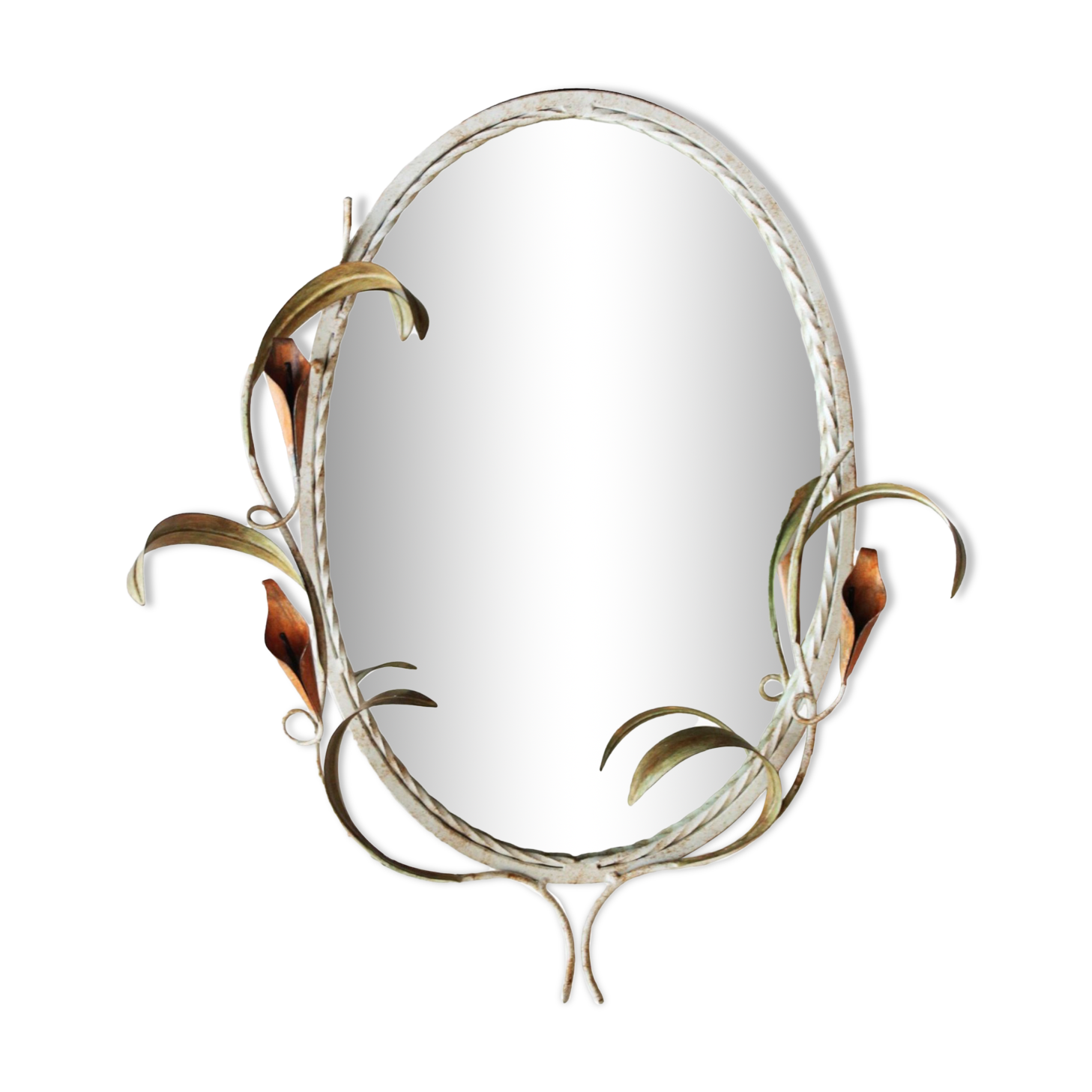 Wrought iron plant mirror Art Deco style, 1960