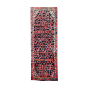 Long handmade vintage persian rug traditional wool carpet- 105x280cm