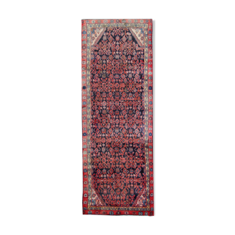 Long handmade vintage persian rug traditional wool carpet- 105x280cm
