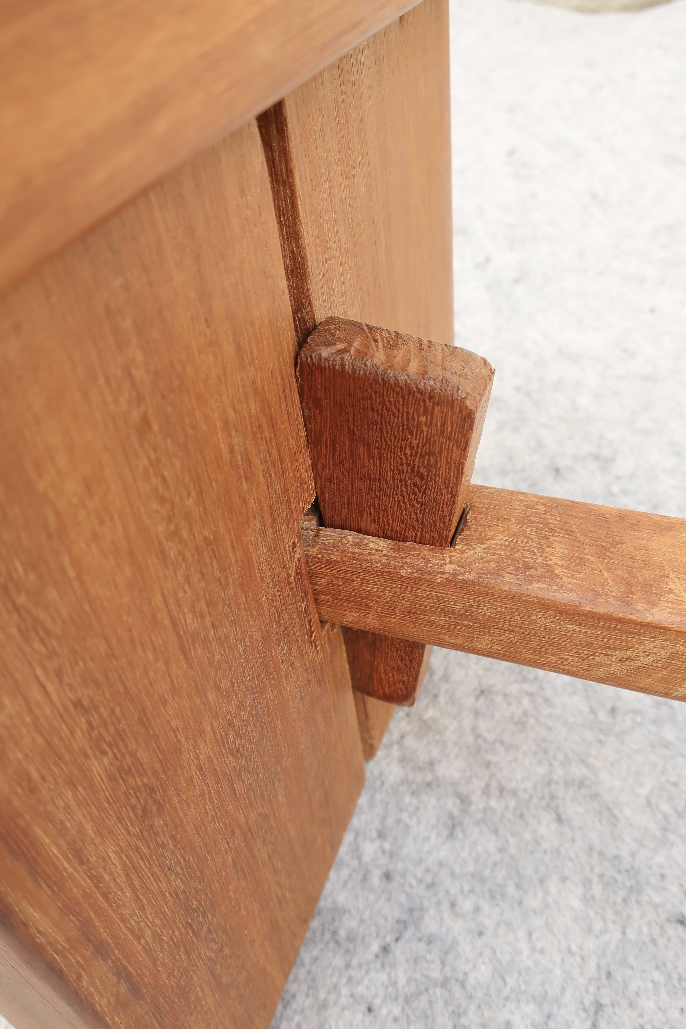 Scandinavian "Brutalist" Coffee Table, Japandi Style, Solid Teak, 20th Century