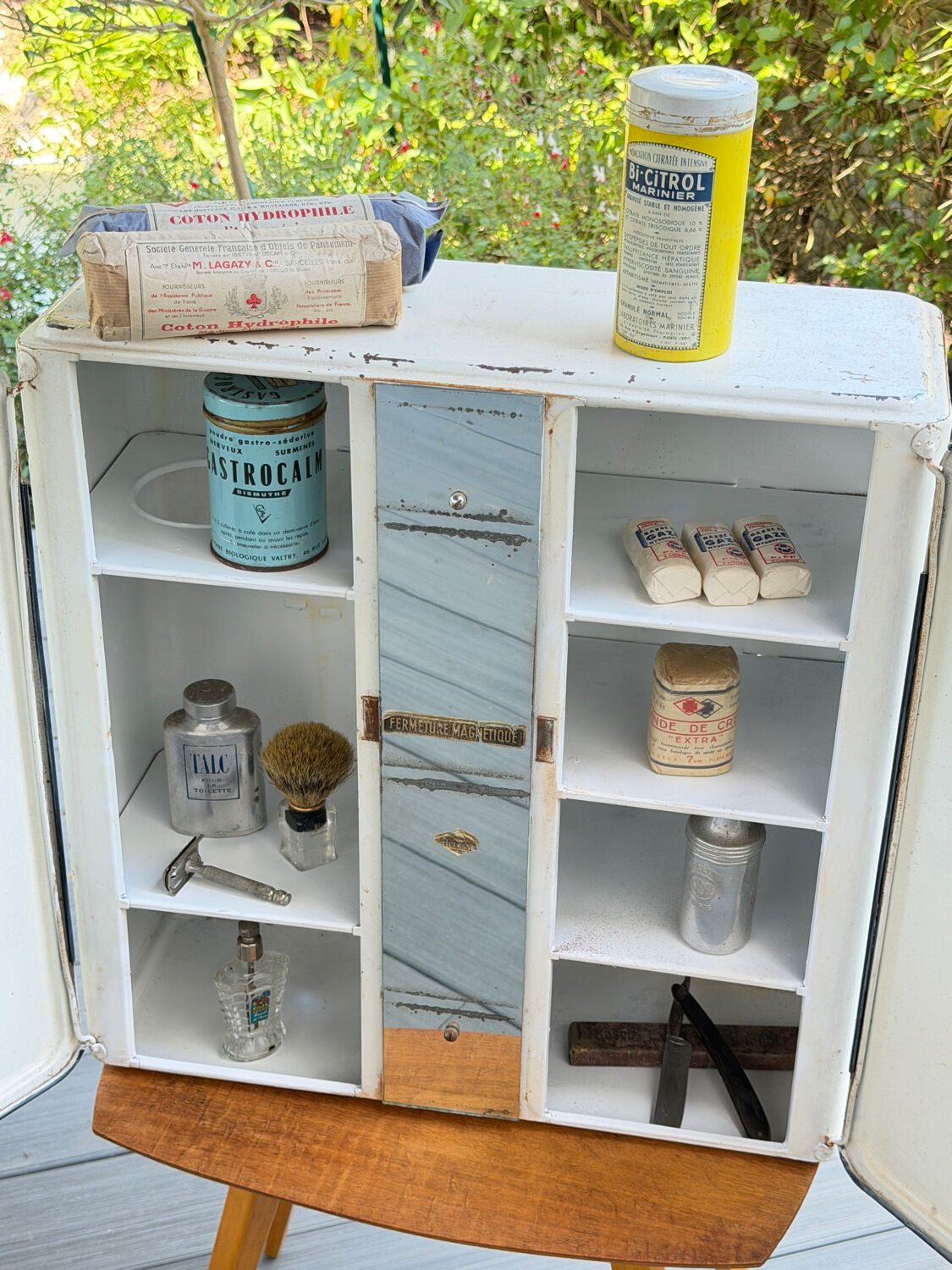 Vintage white metal medicine cabinet