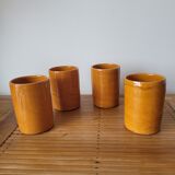 4 old glazed terracotta cups