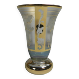 Glass vase with gold decorations, Belgium, 1930s