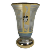 Vase en verre avec décorations dorées, Belgique, années 1930