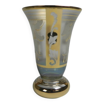 Glass vase with gold decorations, Belgium, 1930s