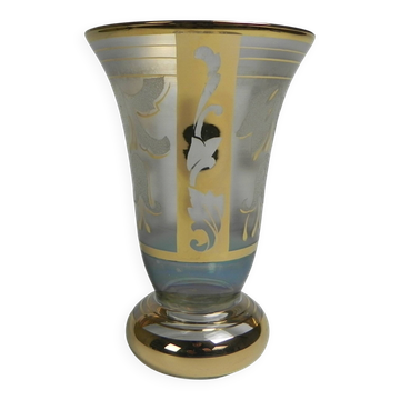 Glass vase with gold decorations, Belgium, 1930s