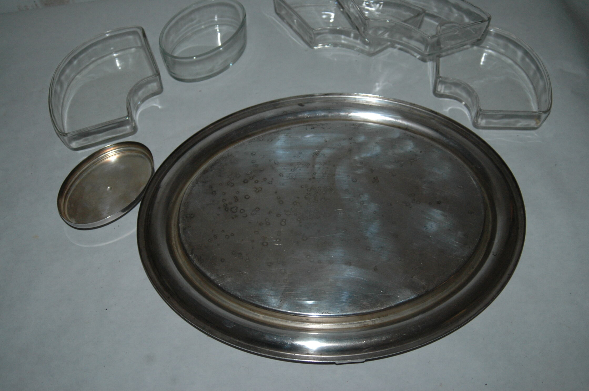Platter appetizer art-deco Christofle Gallia silver metal