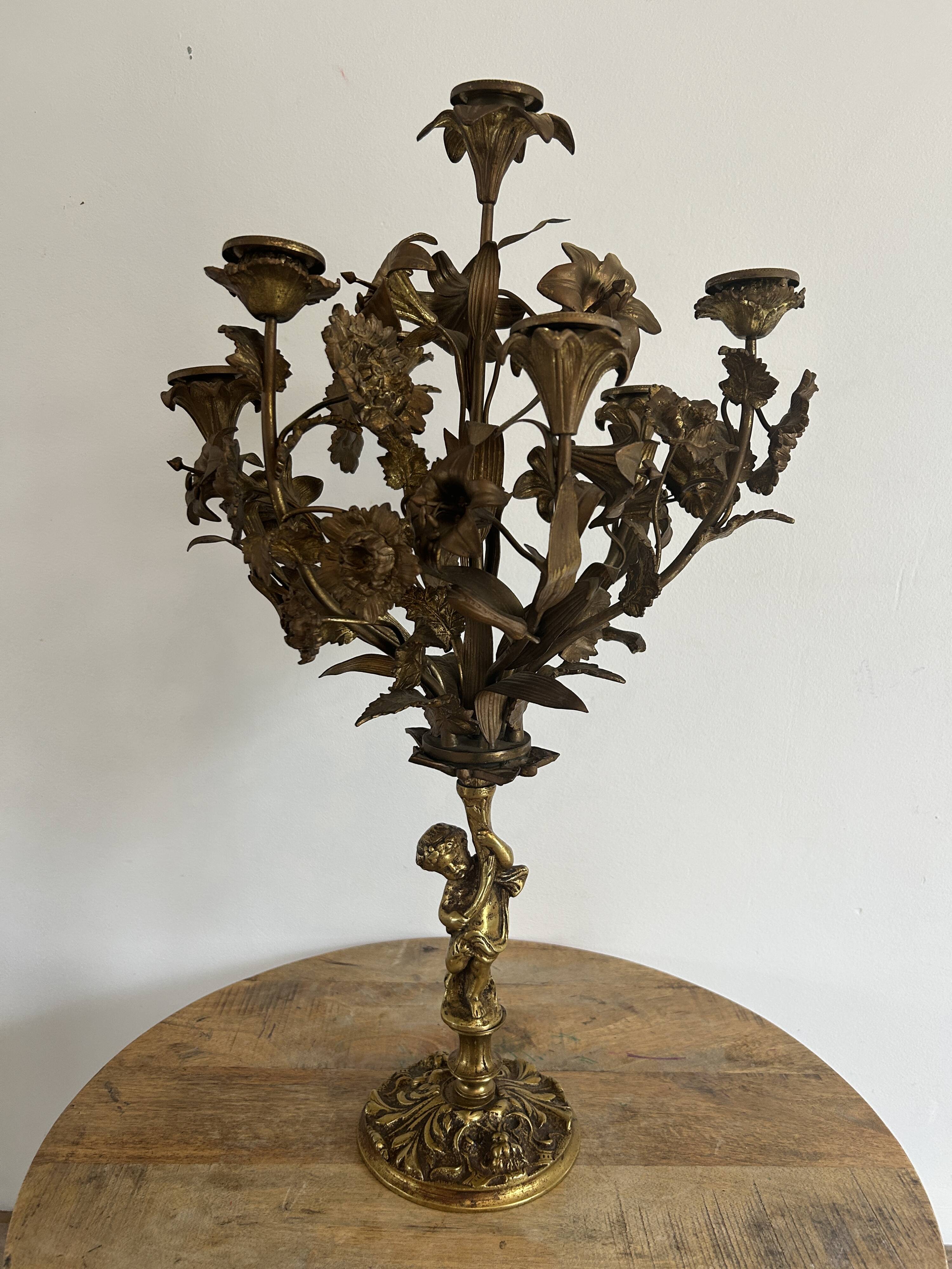Gilded bronze candelabrum from the Napoléon III period.