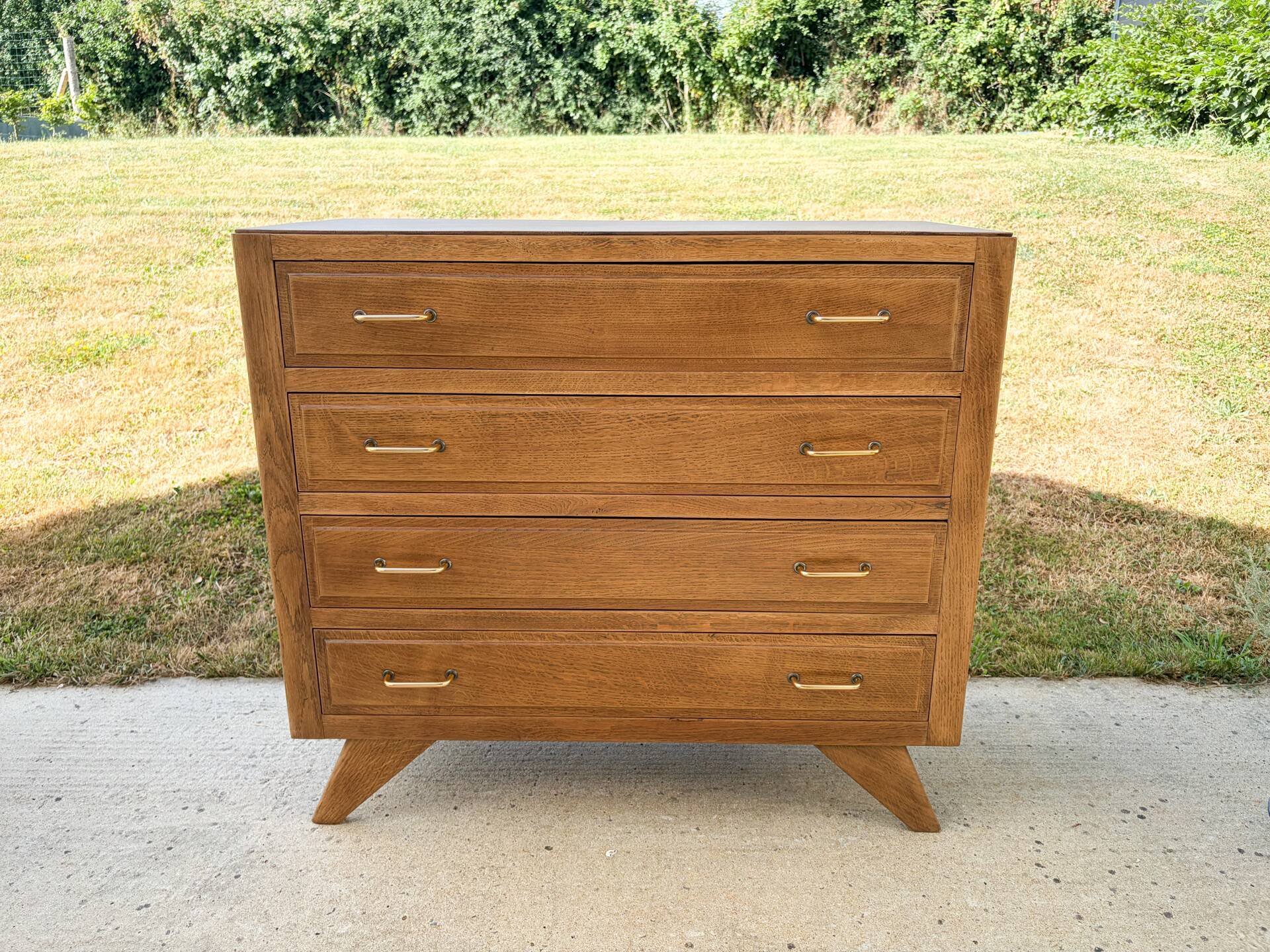 Commode à 4 tiroirs , de style scandinave , pieds compas , 1950’