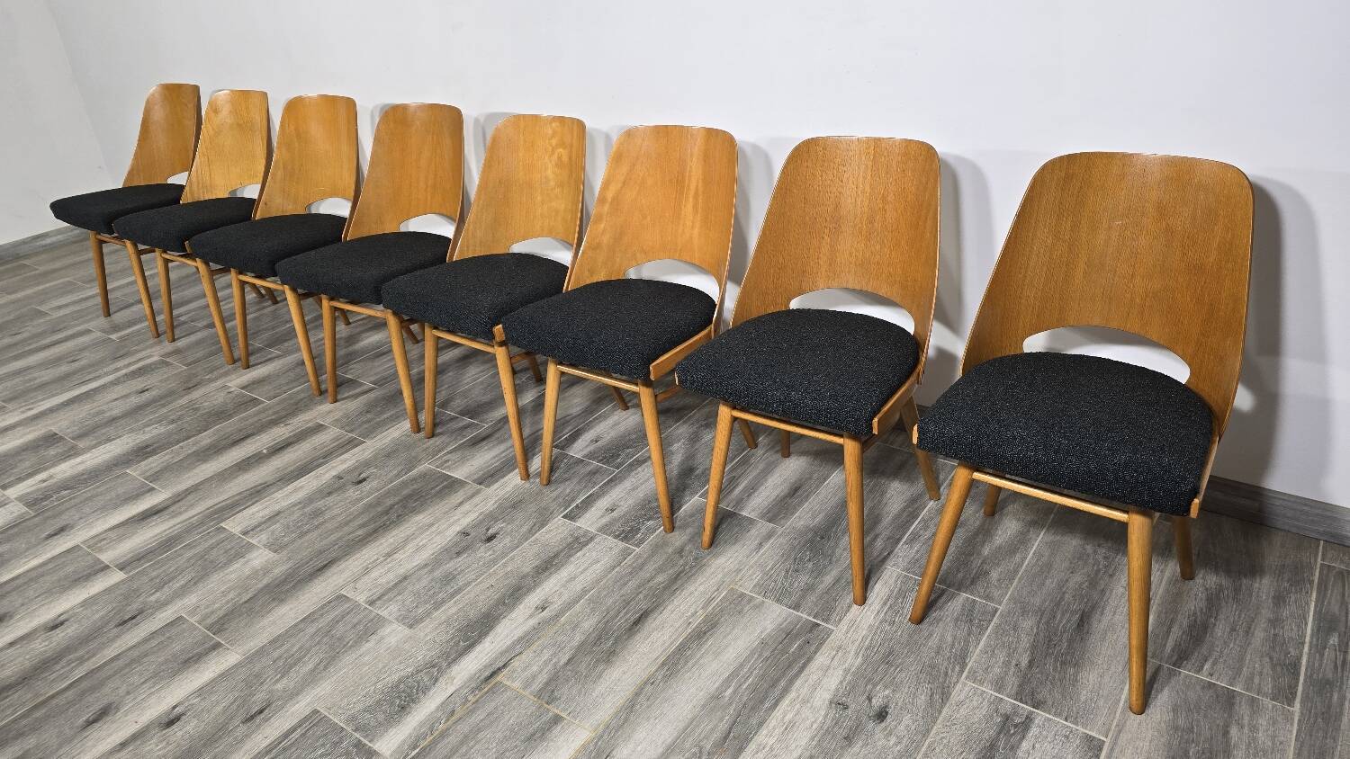 Dining Chairs by Radomir Hoffman for Ton, 1950s, Set of 8