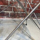 Suite of four plexiglass and metal chairs