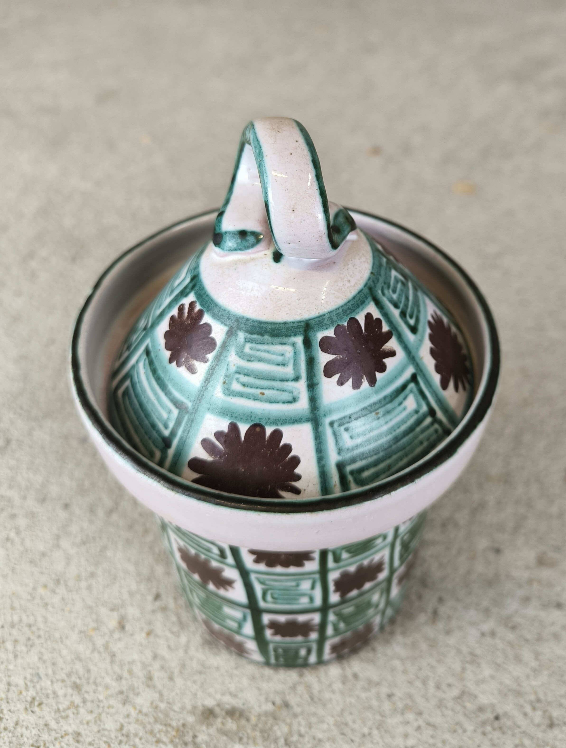 Small vintage ceramic pot in the style of Robert Picault