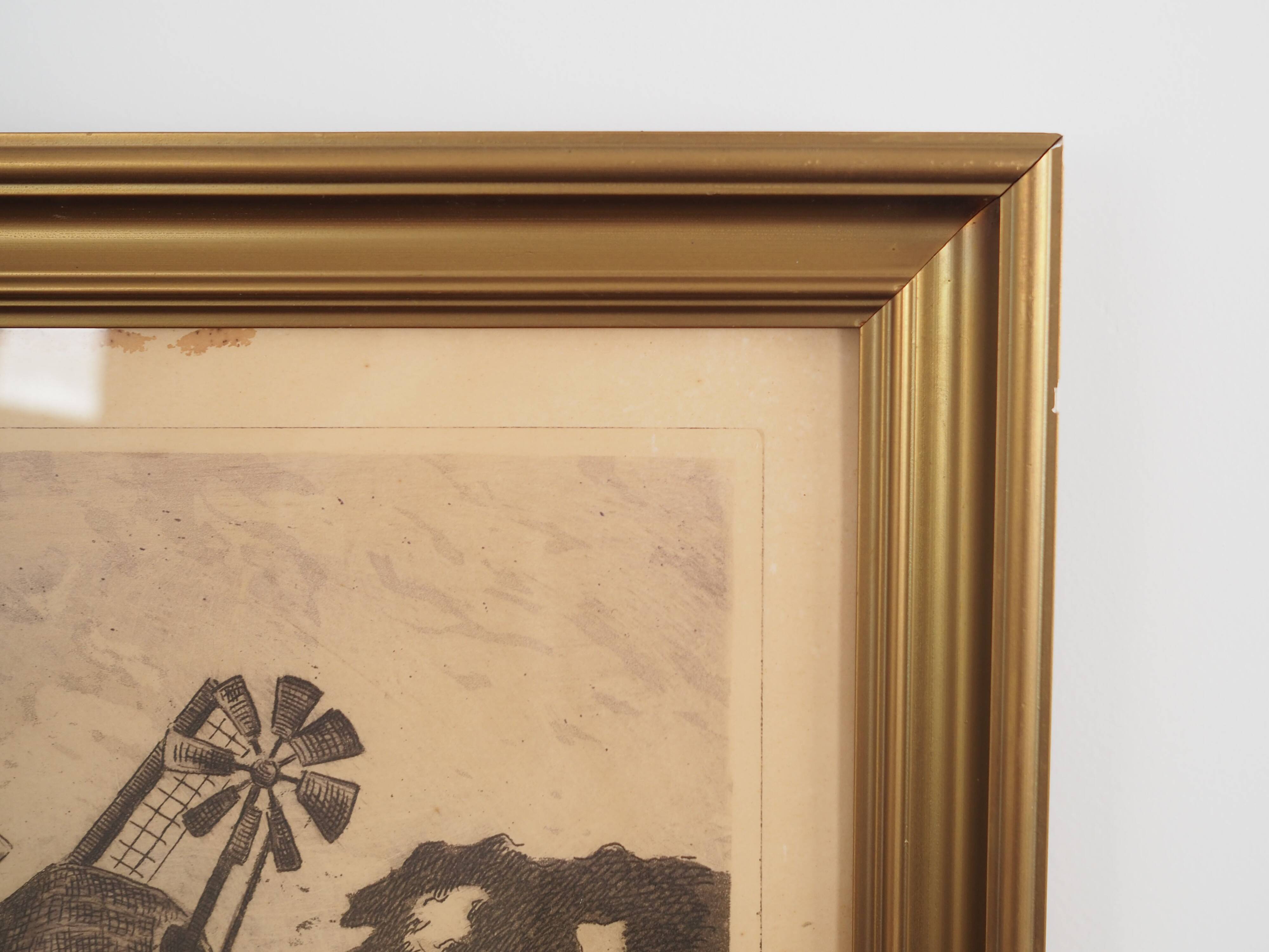 Painting „The Windmill”, Scandinavian design, 1970s