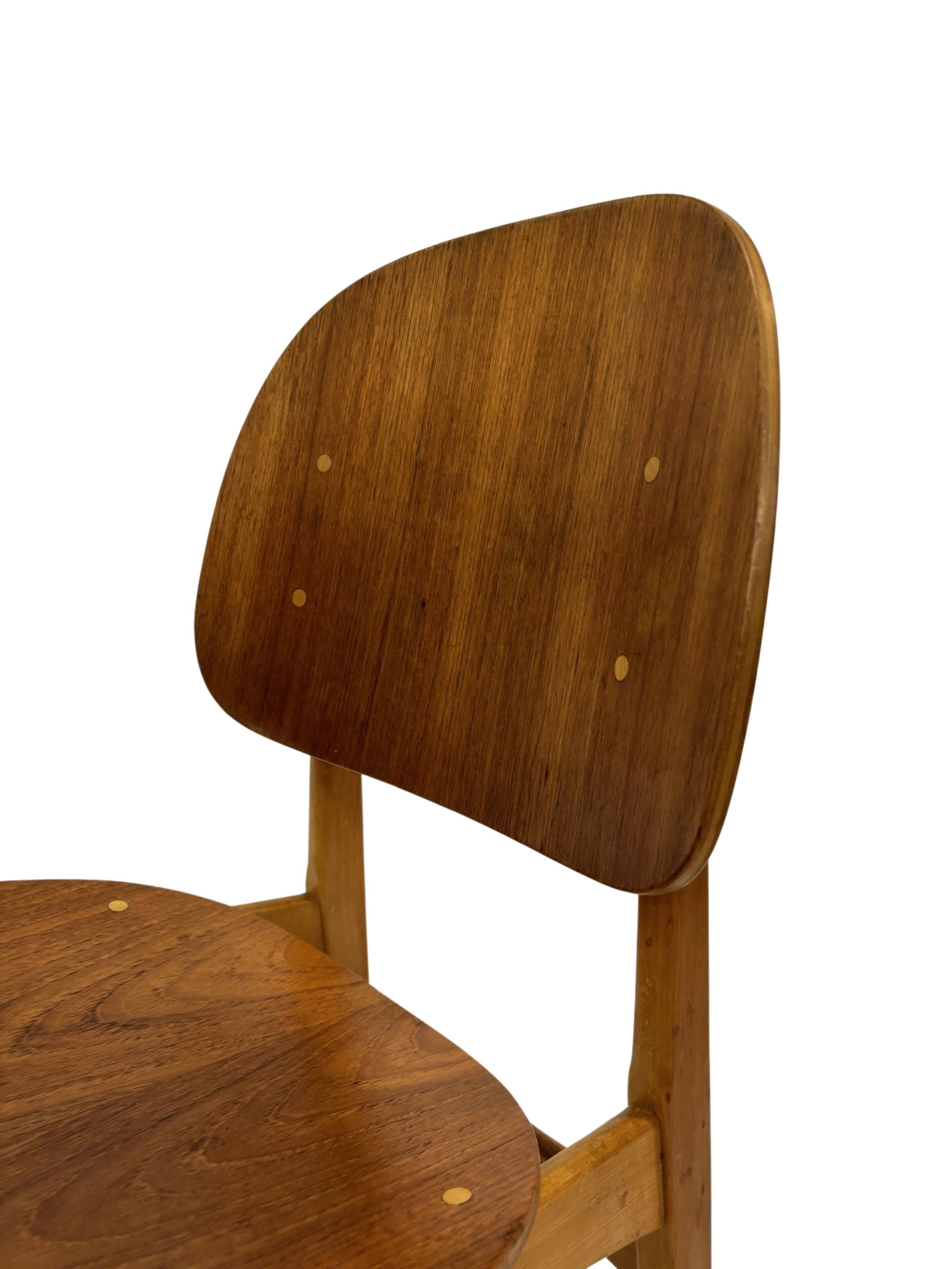 Vintage dining room chair Scandinavian 1960s plywood and teak design