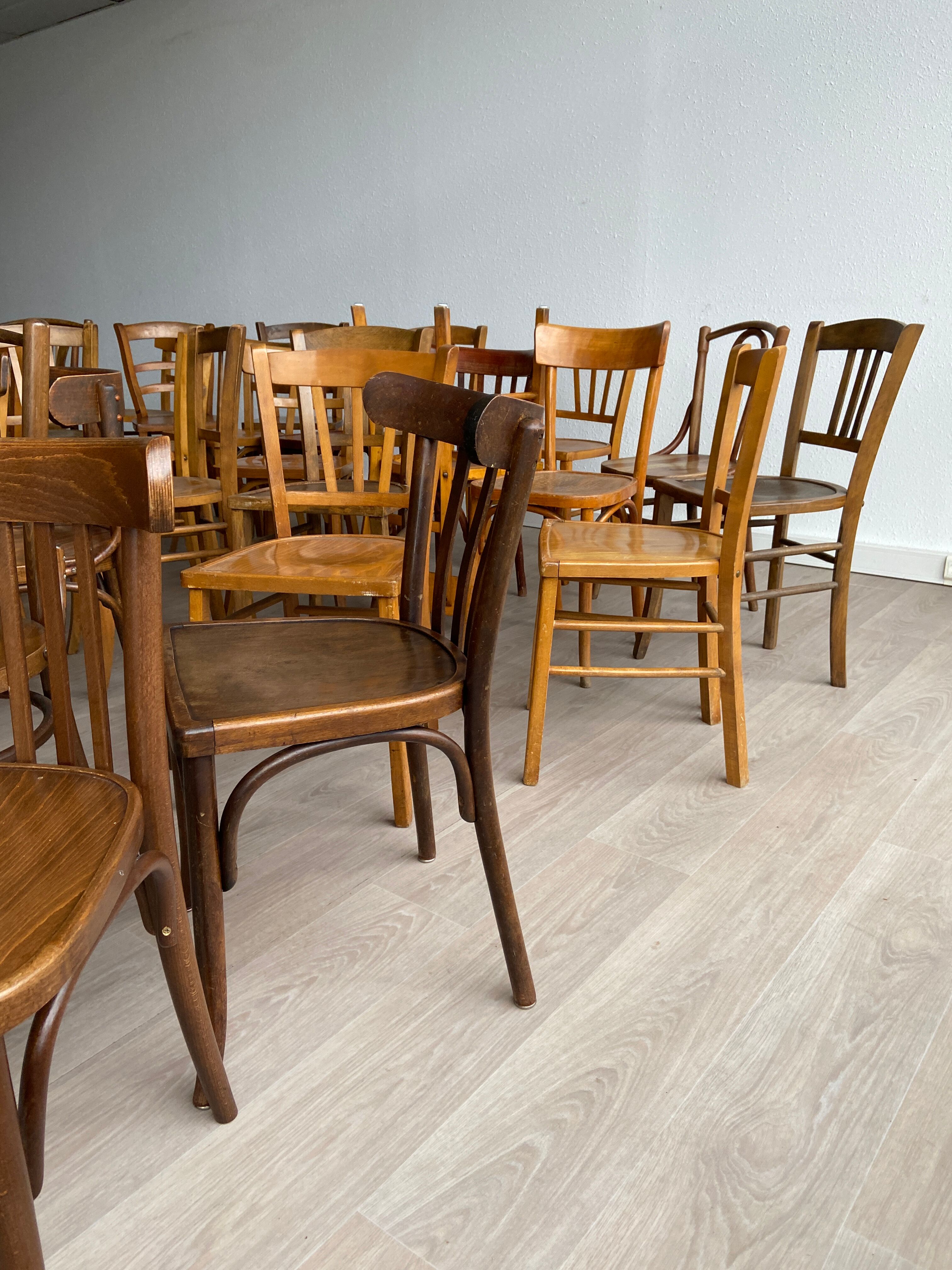 50 vintage restaurant café chairs mismatched curved wood from the 50s-60s