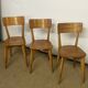 Série de 3 chaises bistrot en bois vintage