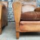 Pair of leather club chairs