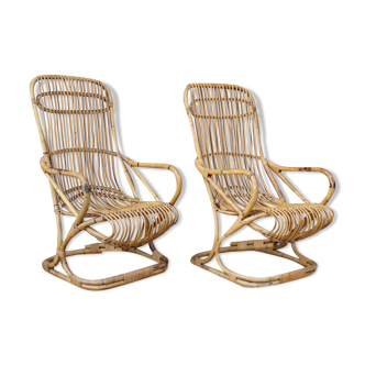 Pair of rattan armchairs