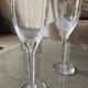 Set of two champagne glasses, crystal, Lalique France, angel model.