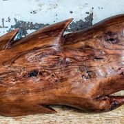 Coupe feuille en bois massif sculptée XXL ancienne