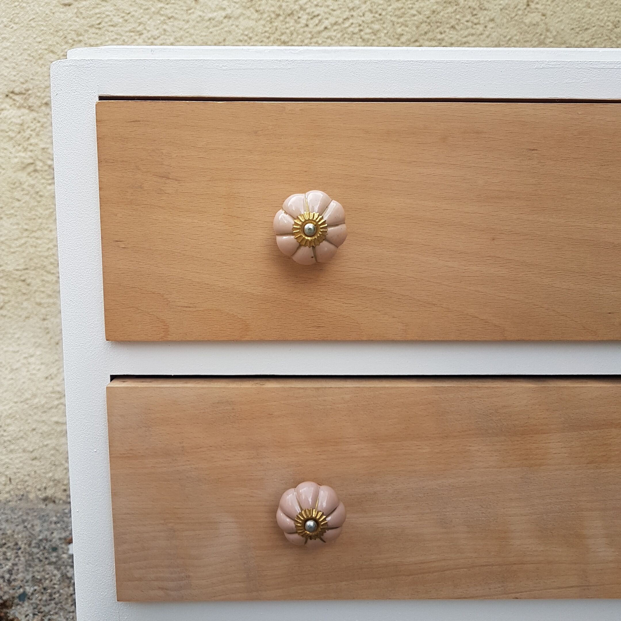 Large chest of drawers vintage wood white year 50