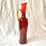 Vintage red blown glass vase