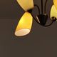 Brass and glass chandelier 4 yellow and green lights from the 60s