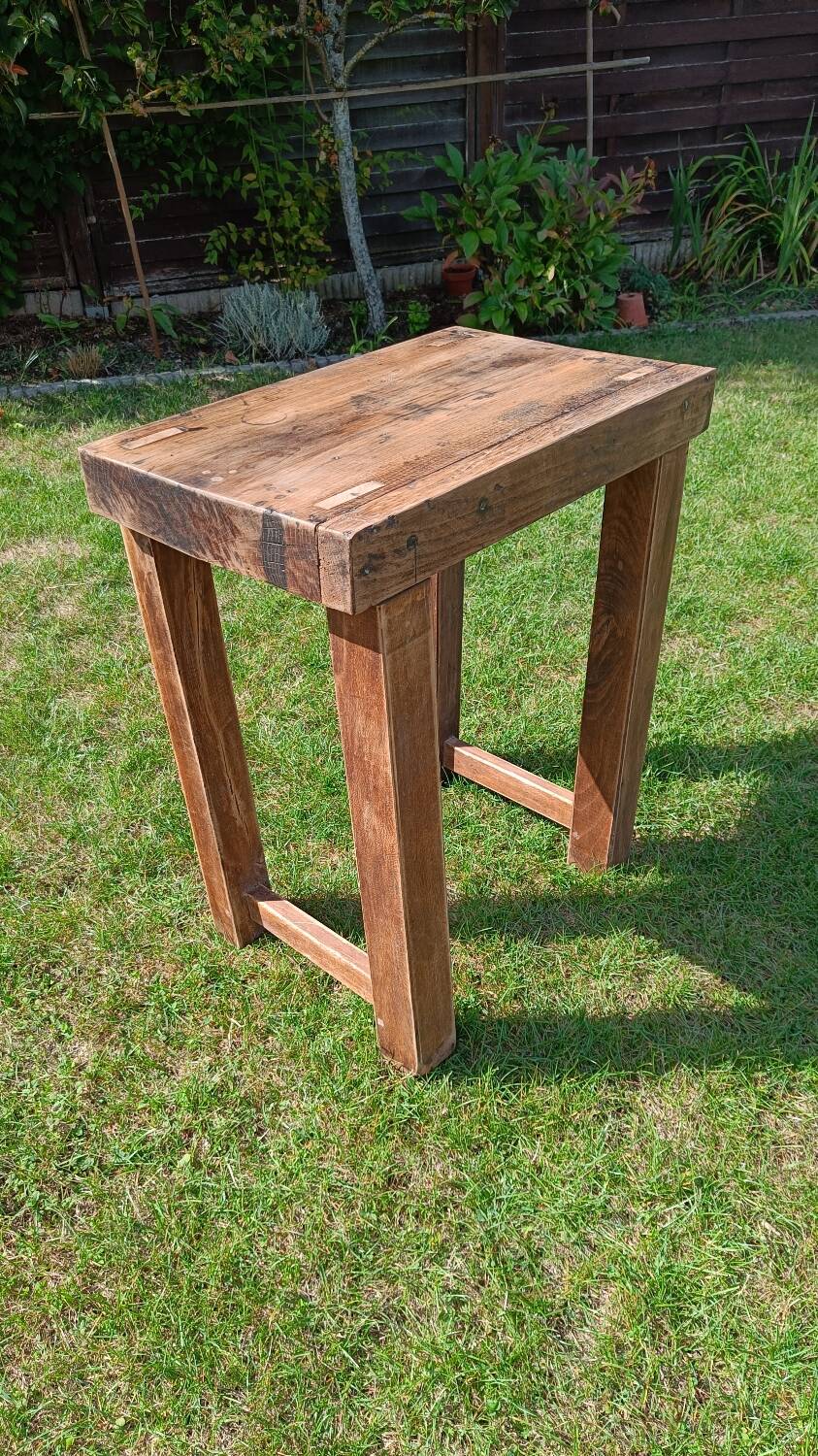 Small antique workbench in solid oak