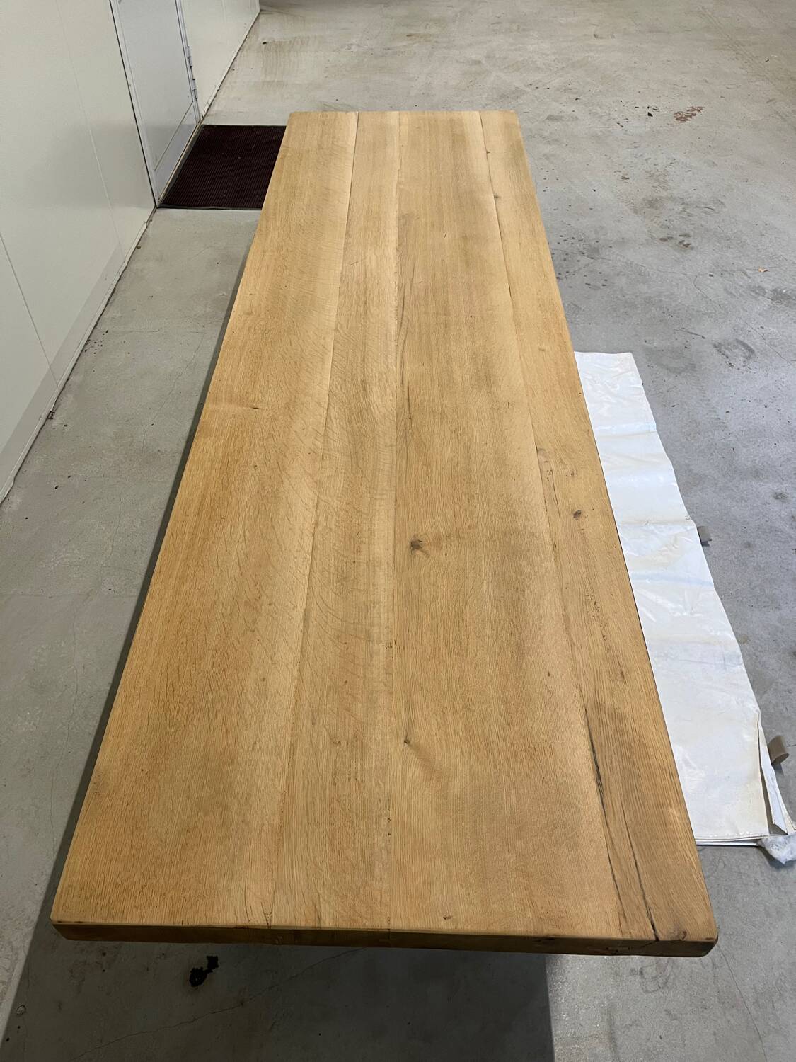 Light solid oak farmhouse table