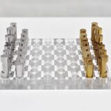 Modernist French Acrylic Glass Chess Set, 1970s, Set of 17