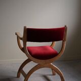 Henning Kjærnulf, Oak and velvet armchair, Model "Kurul", Mid-century, 1960s