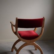 Henning Kjærnulf, Oak and velvet armchair, Model "Kurul", Mid-century, 1960s