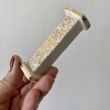 Set of 10 vintage art deco knife holders in white and gold ceramic