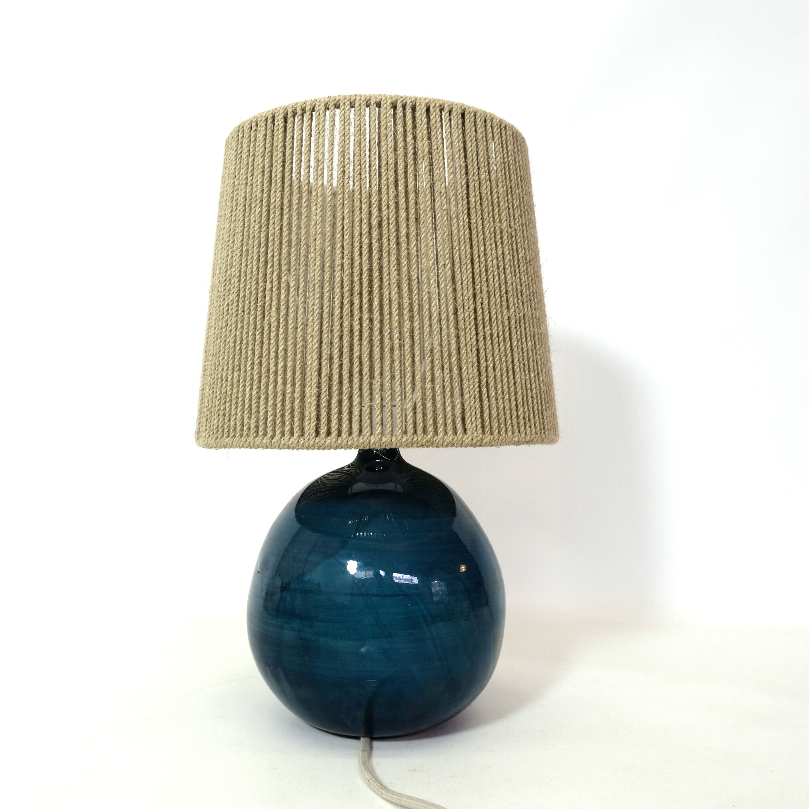 Blue glazed ceramic lamp